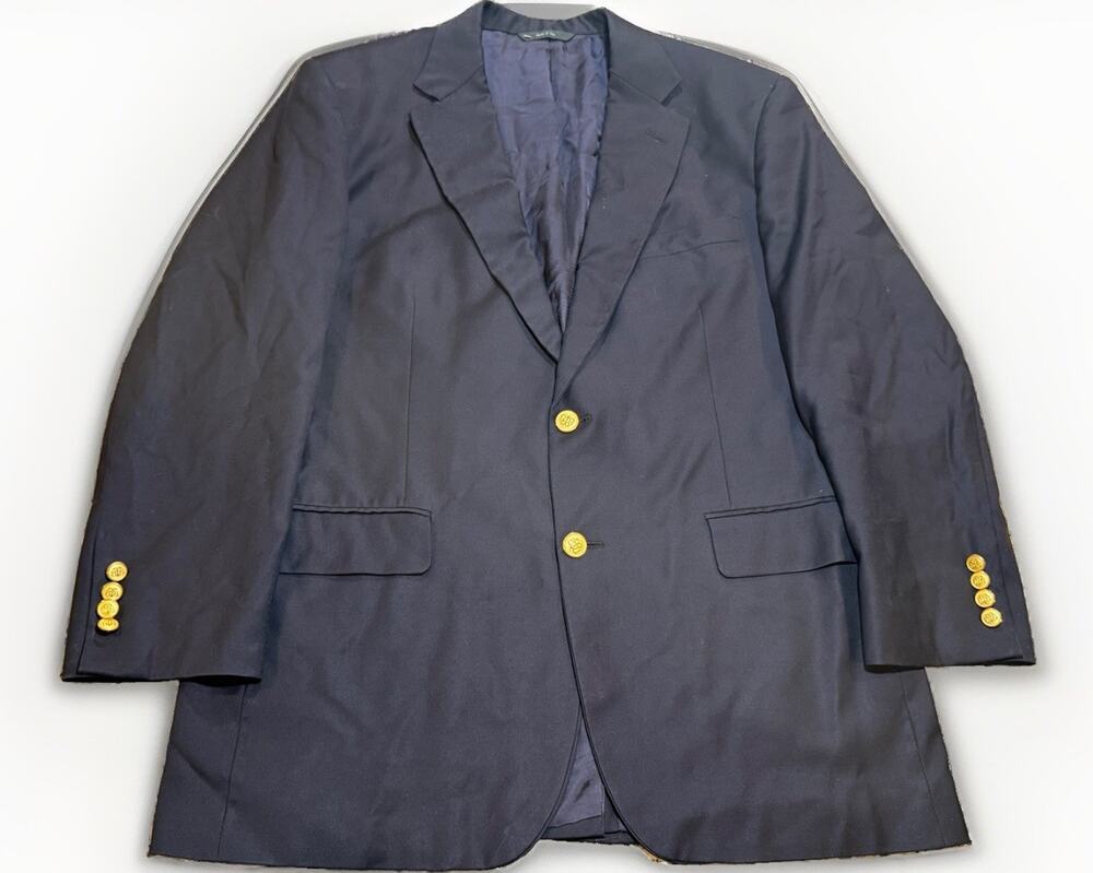BROOKS BROTHERS Country Club Navy Gold Button Blazer 42R Loro Piana Super 120s